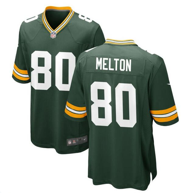 Men's Green Bay Packers #80 Bo Melton Green Football Stitched Game Jersey